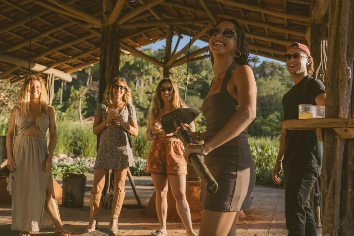 Guests at a tequila tasting experience, Cachasol Farm Distillery Sayulita Nayarit